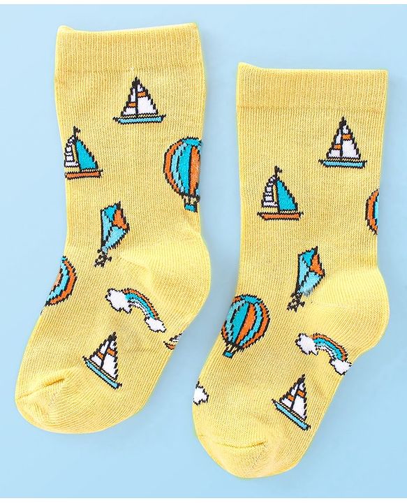 Cute Walk by Babyhug Anti Bacterial Ankle Length Socks Boat Design Pack Of 3 - Multicolour