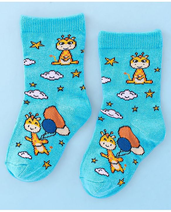 Cute Walk by Babyhug Anti Bacterial Ankle Length Socks Giraffe Design Pack Of 3 - Multicolour