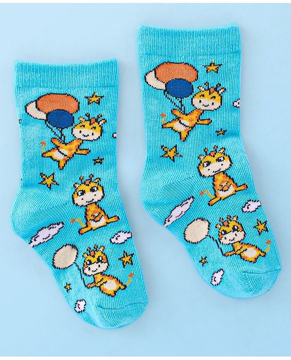 Cute Walk by Babyhug Anti Bacterial Ankle Length Socks Giraffe Design Pack Of 3 - Multicolour