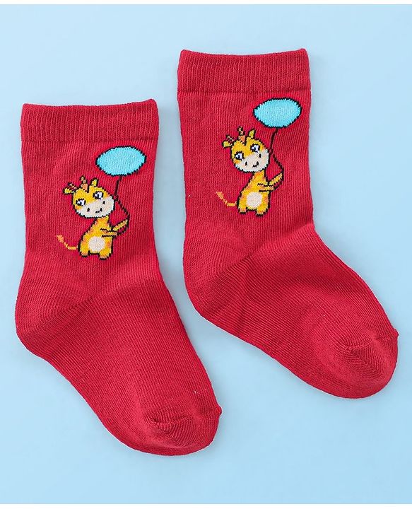 Cute Walk by Babyhug Anti Bacterial Ankle Length Socks Giraffe Design Pack Of 3 - Multicolour