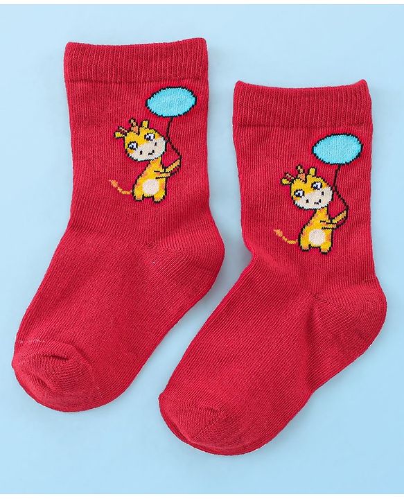 Cute Walk by Babyhug Anti Bacterial Ankle Length Socks Giraffe Design Pack Of 3 - Multicolour