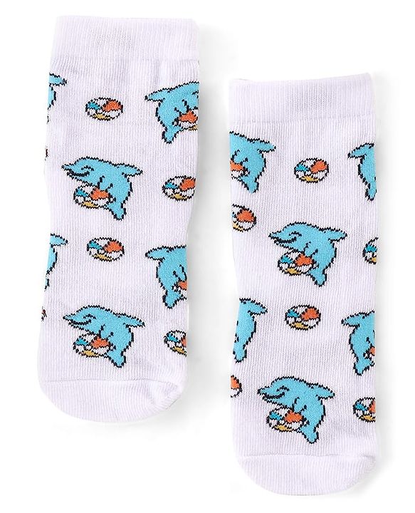 Cute Walk by Babyhug Anti Bacterial Ankle Length Socks Dolphin Design Pack Of 3 - Multicolour
