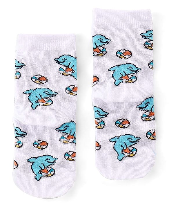 Cute Walk by Babyhug Anti Bacterial Ankle Length Socks Dolphin Design Pack Of 3 - Multicolour