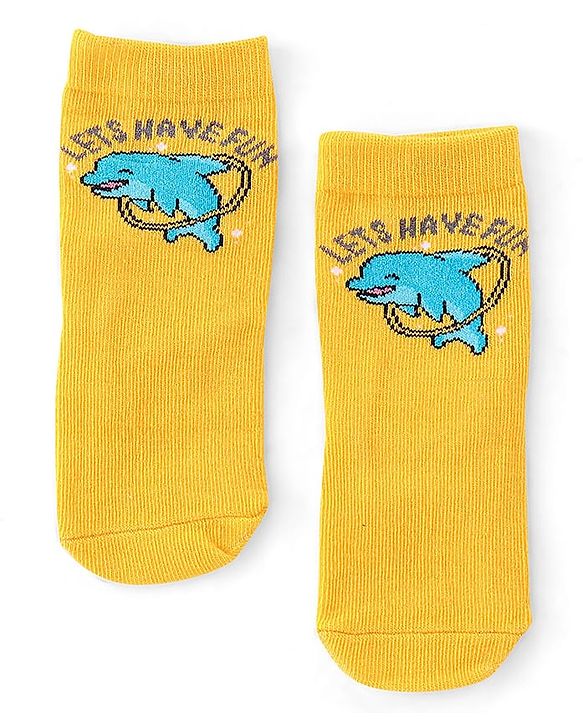 Cute Walk by Babyhug Anti Bacterial Ankle Length Socks Dolphin Design Pack Of 3 - Multicolour