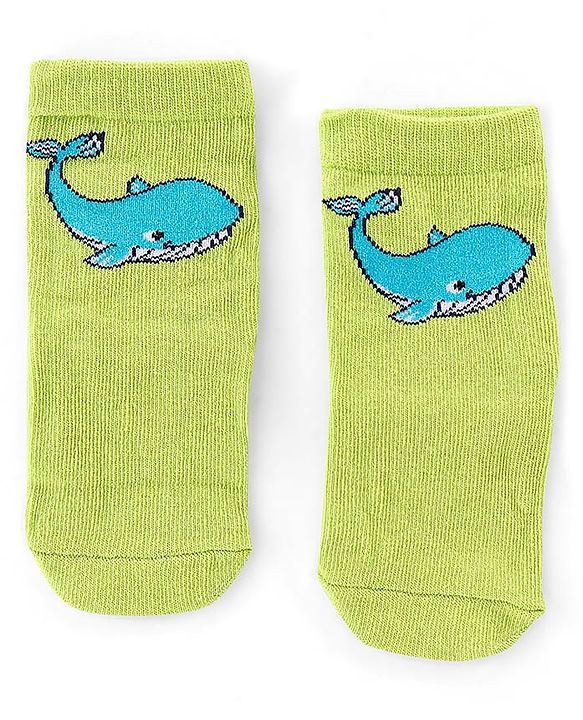 Cute Walk by Babyhug Anti Bacterial Ankle Length Socks Whale Design Pack Of 3 - Multicolour