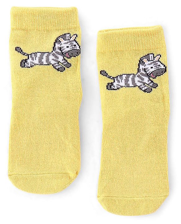 Cute Walk by Babyhug Anti Bacterial Ankle Length Socks Striped  Tiger  & Zebra Design Pack of 3 - Multicolour