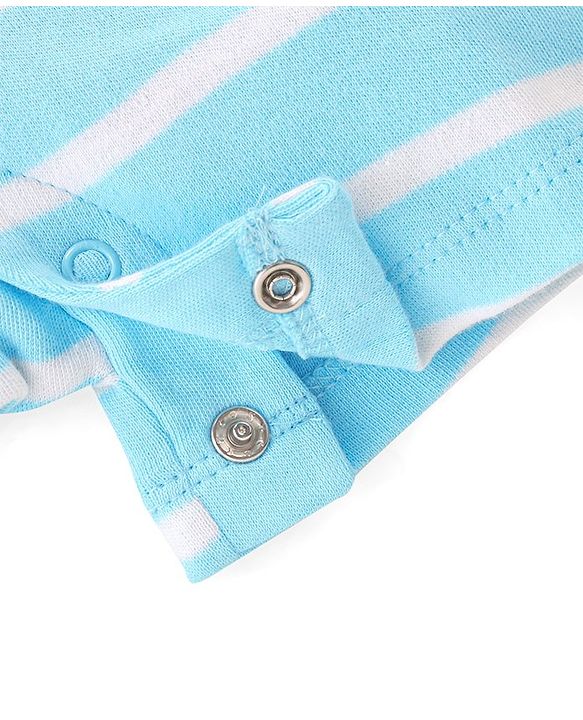 Babyhug 100% Cotton Knit Half Sleeves Romper with Bear Print - Blue