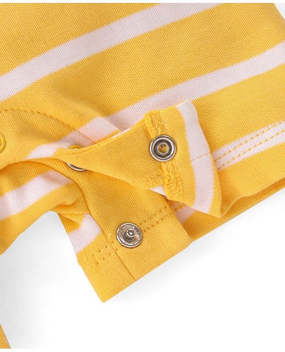 Babyhug 100% Cotton Knit Half Sleeves Romper with Elephant Print - Yellow