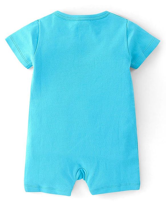 Babyhug 100% Cotton Half Sleeves Romper With Animals Print Pack Of 2 - Blue & White