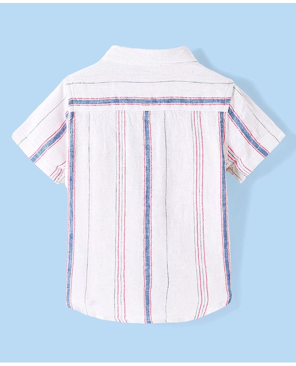 Babyhug Cotton Half Sleeves Striped Shirt - White