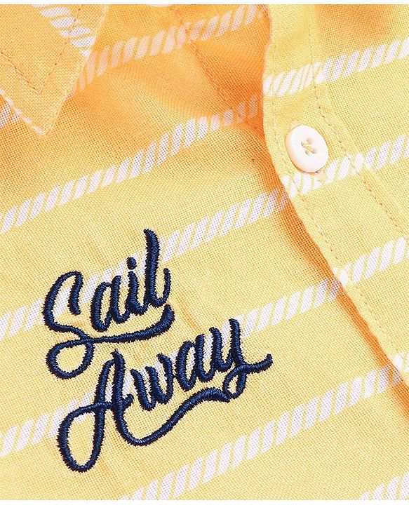 Babyhug Cotton Woven Half Sleeve Regular Collar Stripe Shirt - Yellow