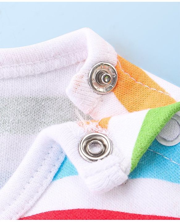 Babyhug 100% Cotton Knit Half Sleeves Onesies Striped & Crocodile Print Pack of 3  - Multicolour