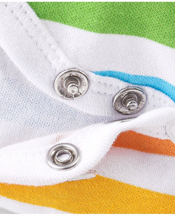 Babyhug 100% Cotton Knit Half Sleeves Onesies Striped & Crocodile Print Pack of 3  - Multicolour