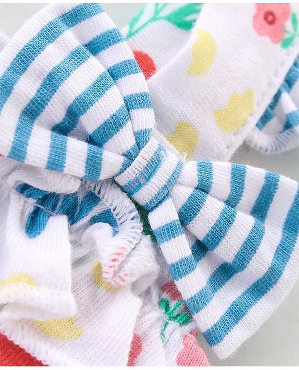 Babyhug 100% Cotton Knit Sleeveless Frock Style Onesie With Floral Print - Multicolour