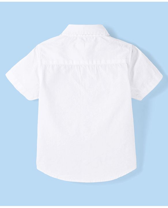 Babyhug Cotton Woven Half Sleeves Shirt Bear Print - White