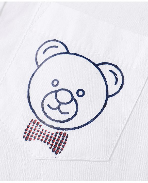 Babyhug Cotton Woven Half Sleeves Shirt Bear Print - White