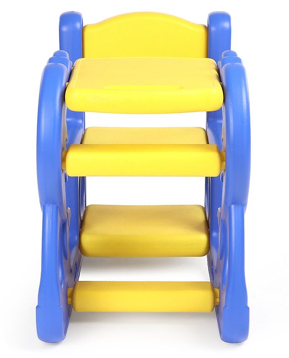 Babyhug Single Seater Dolphin Study Desk For Nursery with Under Seat Storage Easy Assembly - Blue & Yellow