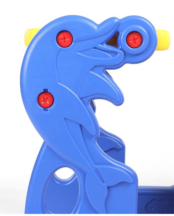 Babyhug Single Seater Dolphin Study Desk For Nursery with Under Seat Storage Easy Assembly - Blue & Yellow