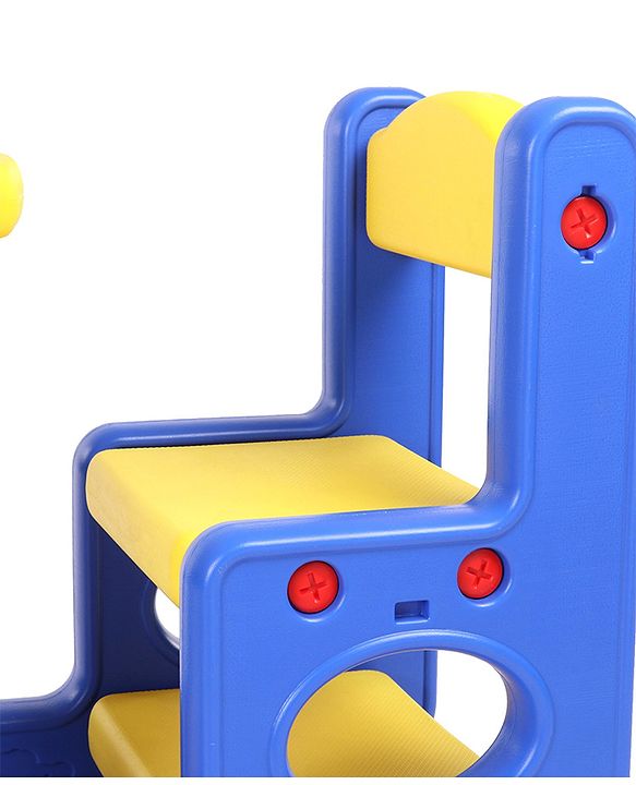 Babyhug Single Seater Dolphin Study Desk For Nursery with Under Seat Storage Easy Assembly - Blue & Yellow