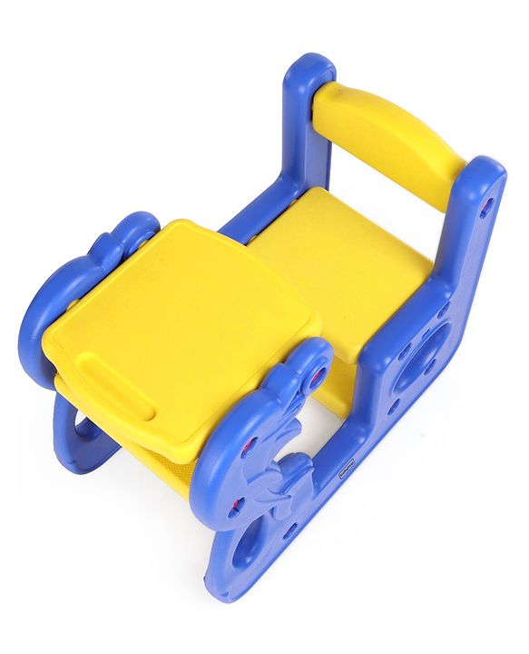 Babyhug Single Seater Dolphin Study Desk For Nursery with Under Seat Storage Easy Assembly - Blue & Yellow
