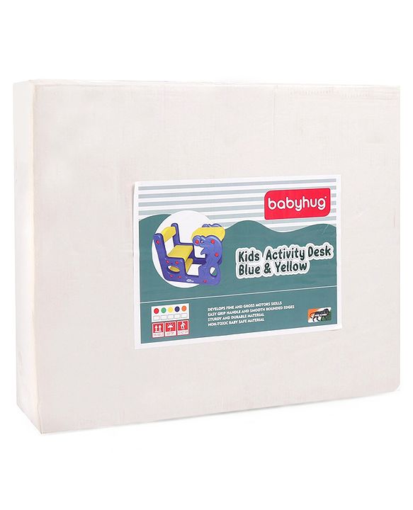 Babyhug Single Seater Dolphin Study Desk For Nursery with Under Seat Storage Easy Assembly - Blue & Yellow