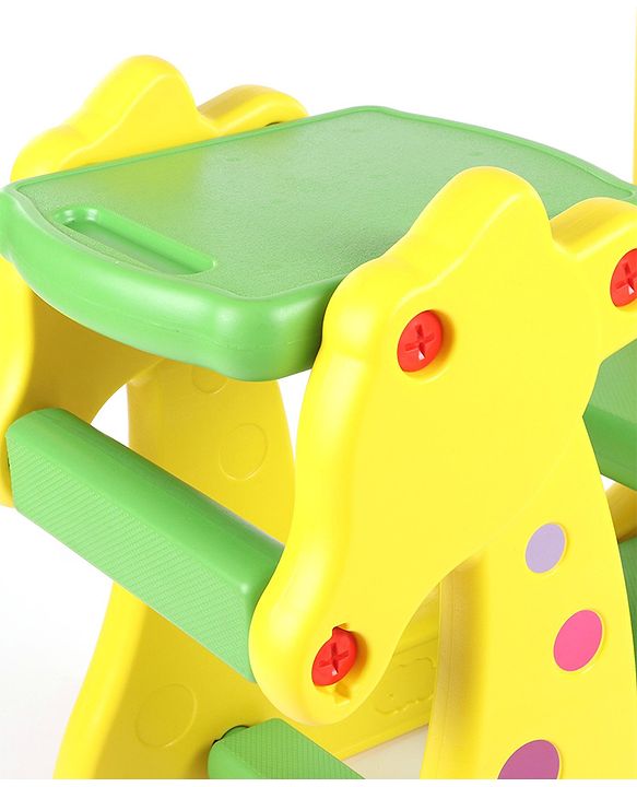 Babyhug Single Seater Giraffe Study Desk For Nursery with Under Seat Storage Easy Assembly  - Yellow & Green