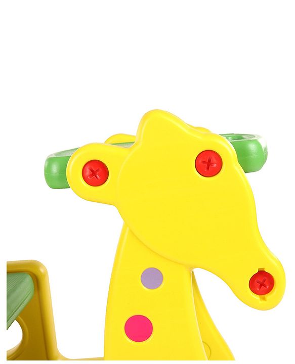 Babyhug Single Seater Giraffe Study Desk For Nursery with Under Seat Storage Easy Assembly  - Yellow & Green