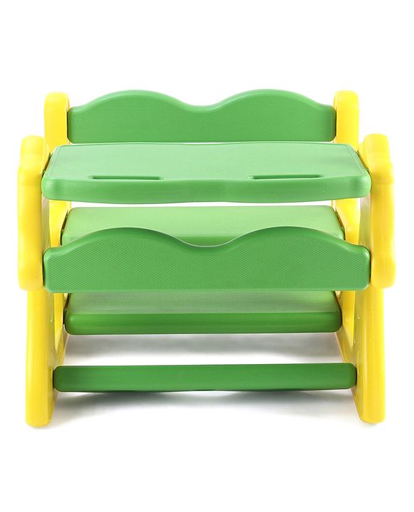 Babyhug Strong and Durable Double Seater Kids Activity Study Desk  - Yellow & Green