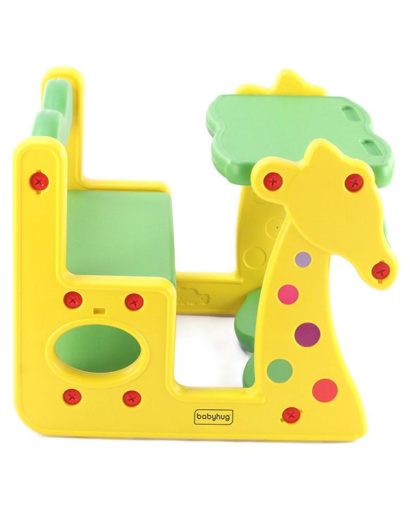 Babyhug Strong and Durable Double Seater Kids Activity Study Desk  - Yellow & Green