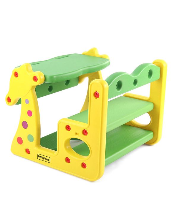 Babyhug Strong and Durable Double Seater Kids Activity Study Desk  - Yellow & Green