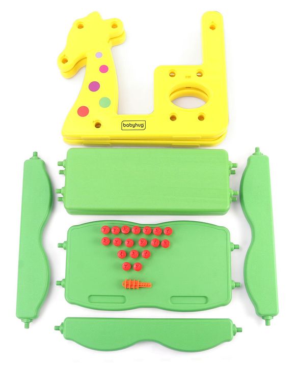 Babyhug Strong and Durable Double Seater Kids Activity Study Desk  - Yellow & Green
