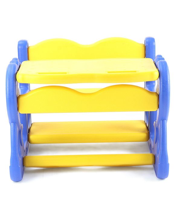 Babyhug Double Seater Dolphin Study Desk For Nursery with Under Seat Storage Easy Assembly - Blue & Yellow