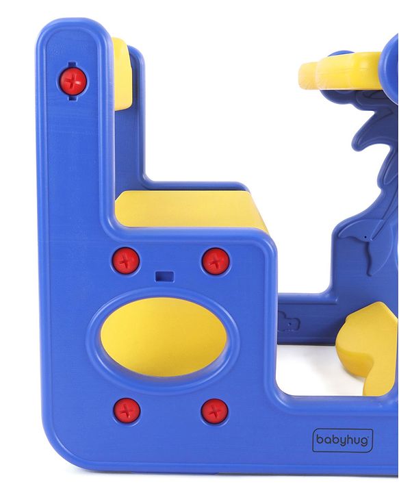 Babyhug Double Seater Dolphin Study Desk For Nursery with Under Seat Storage Easy Assembly - Blue & Yellow