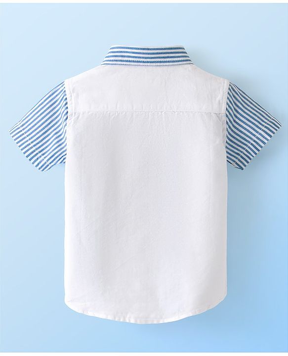 Babyhug Cotton Woven  Half Sleeves  Striped Shirt - Blue & White