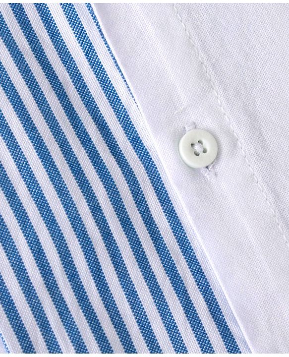 Babyhug Cotton Woven  Half Sleeves  Striped Shirt - Blue & White