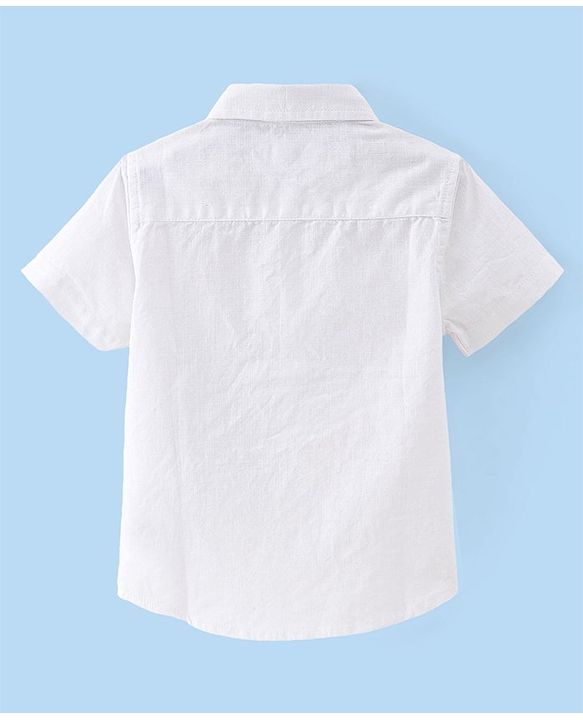 Babyhug Cotton Woven Half Sleeves Lion Printed Kurta Shirt - White