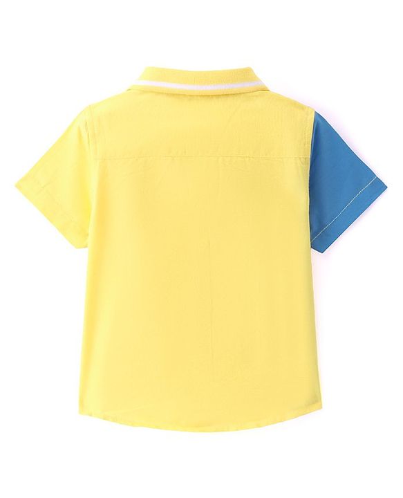 Babyhug Cotton Woven Half Sleeves Shirt With Number Embroidery - Multicolor