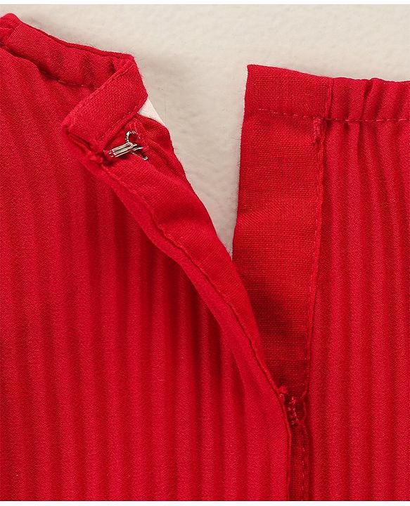 Babyhug Georgette Sleeveless Solid Color Frock - Red