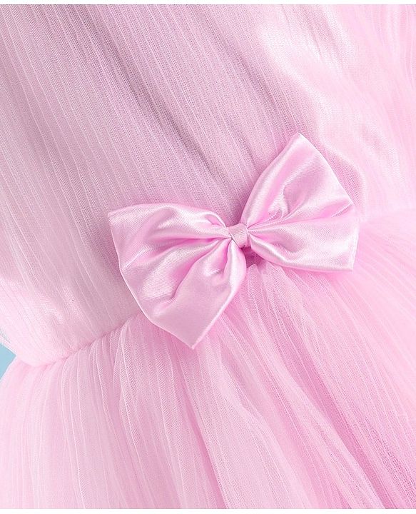 Babyhug Half Sleeves  Fit & Flare Party Frock with Bow Applique - Pink