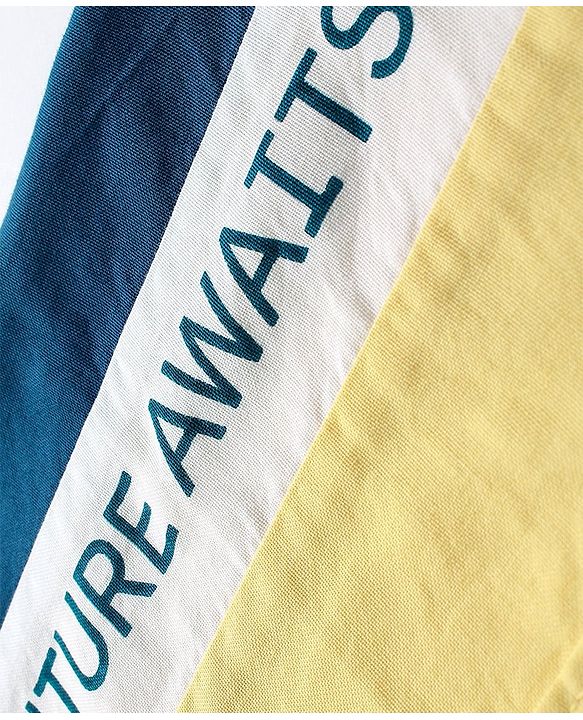 Babyhug Cotton Woven Half Sleeves Shirt Text Print - Yellow & Blue