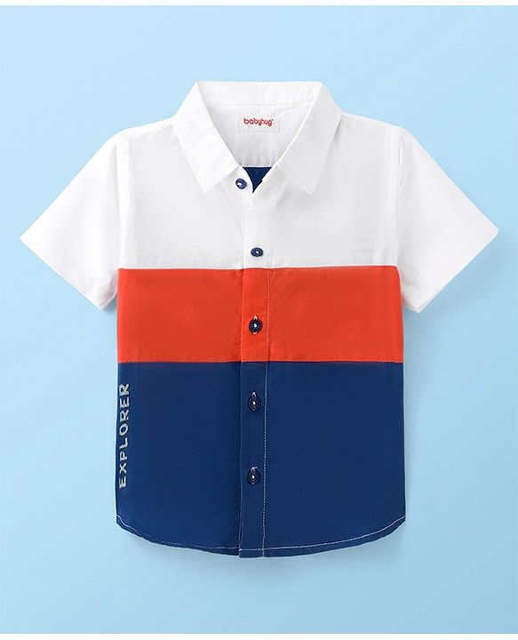 Babyhug Cotton Woven Half Sleeve Regular Cut & Sew Solid Shirt- Multicolour
