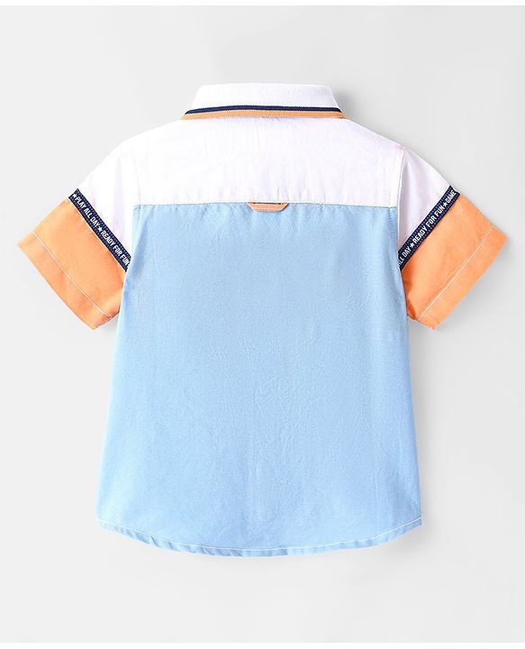 Babyhug Cotton Woven Half Sleeve Regular Rib Collar Solid Shirt- Multicolour