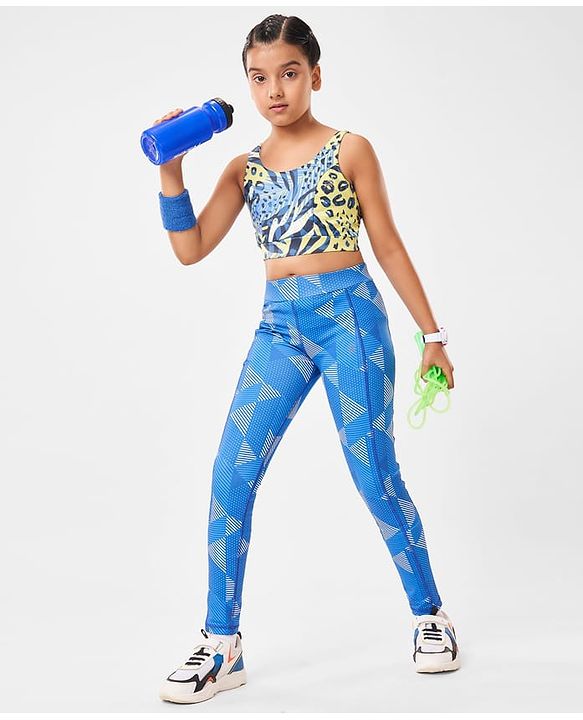 Pine Active Sleeveless Super Stretchable Sports Bra Animal Print - Multicolour