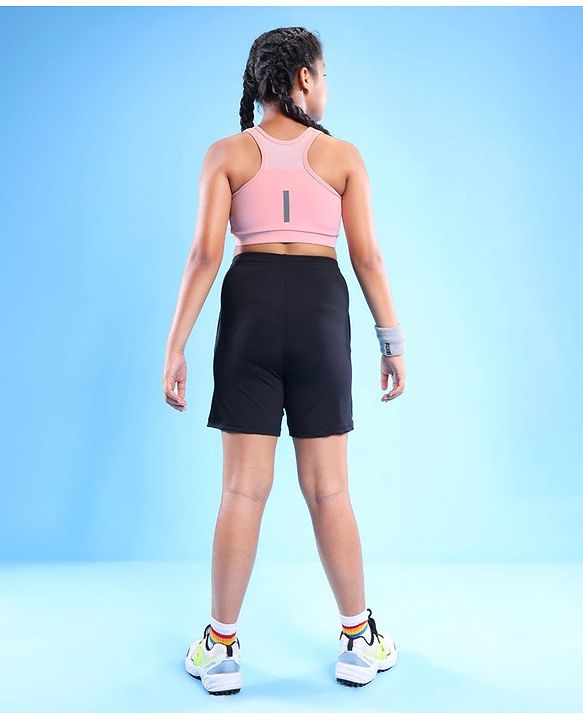 Pine Active Sleeveless Super Stretchable Sports Bra with Logo Print - Pink