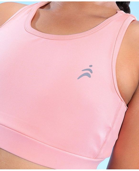 Pine Active Sleeveless Super Stretchable Sports Bra with Logo Print - Pink