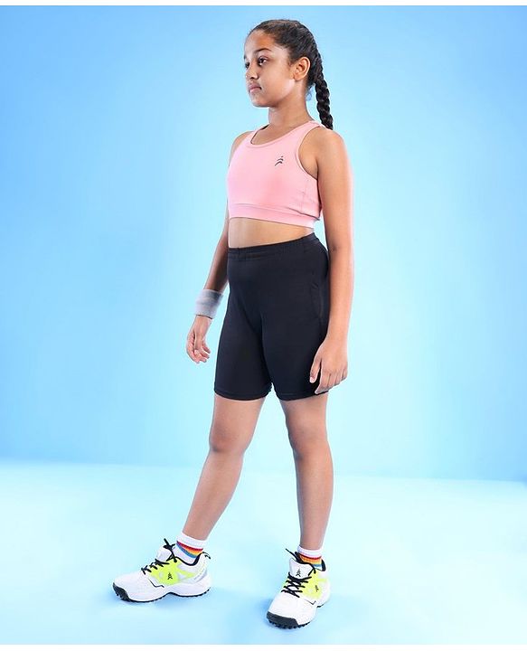 Pine Active Sleeveless Super Stretchable Sports Bra with Logo Print - Pink
