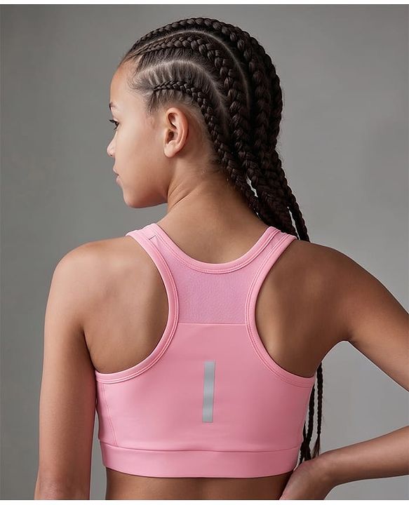 Pine Active Sleeveless Super Stretchable Sports Bra with Logo Print - Pink