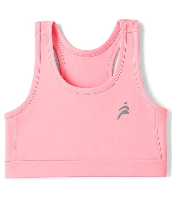 Pine Active Sleeveless Super Stretchable Sports Bra with Logo Print - Pink