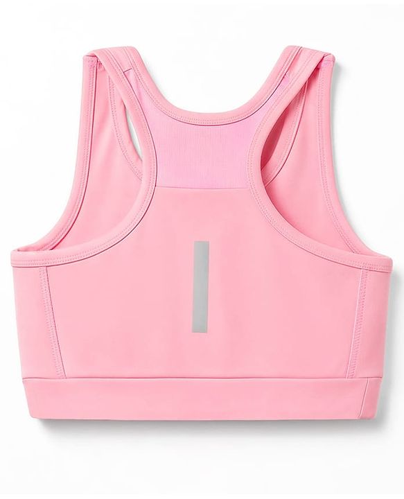 Pine Active Sleeveless Super Stretchable Sports Bra with Logo Print - Pink