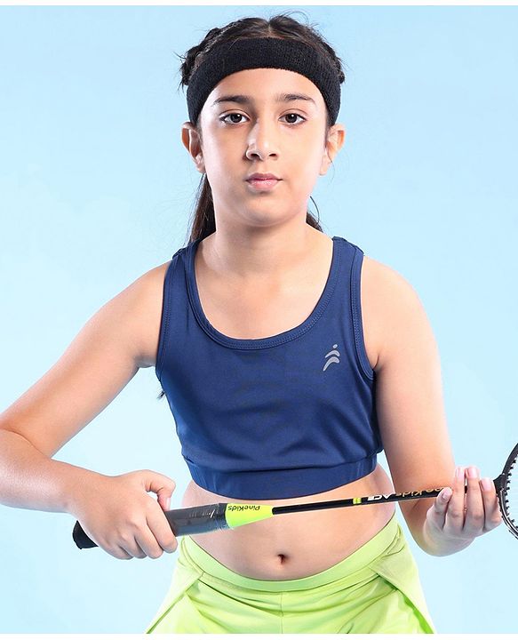 Pine Active Knit Sleeveless Super Stretch Sports Bra Solid - Navy Blue